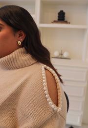 Cutout Pearl Embellished Sweater